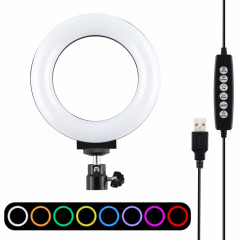 PULUZ 4.7 pouces 12cm Surface incurvée USB 10 modes 8 couleurs RGBW Dimmable LED Anneau Vlogging Photographie Vidéo Lumières avec Trépied Rotule (Noir)