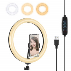 PULUZ 11.8 pouces 30cm USB 3 modes Dimmable Double température de couleur LED Anneau de lumière diffuse incurvée Vlogging Selfie Photographie Lumières vidéo avec pince de téléphone (Noir)