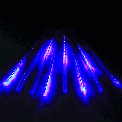 30cm 8 barres lumineuses lampe de douche de météore, 17 LED lumières luminescentes bâton pour Noël (lumière bleue)