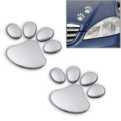 Autocollant de voiture motif empreinte 3D, taille: 7 cm x 6 cm (environ) (argent)