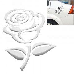 Autocollant de voiture motif 3D Rose, taille: 10,5 cm x 8 cm (environ) (argent)