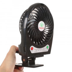 Hadata 4,3 pouces Portable USB / Li-ion Ventilateur rechargeable à piles avec ajustement et pince troisième vitesse du vent (noir)