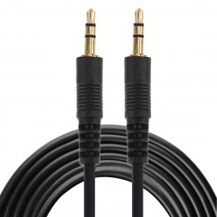 Aux Câble, Câble Audio Stéréo Mini Plug Mâle 3,5mm, Longueur: 3m (Noir + Connecteur Plaqué Or)
