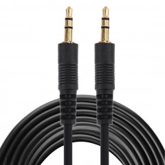 Câble Aux, Câble Audio Stéréo Mini Plug Mâle 3,5mm, Longueur: 5m (Noir + Connecteur Plaqué Or)