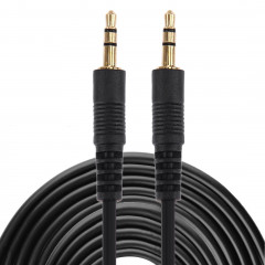 Câble auxiliaire, câble audio stéréo mâle mini-fiche de 3,5 mm, longueur: 10 m (noir + connecteur plaqué or)