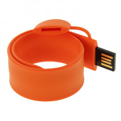 Bracelet USB en silicone avec mémoire flash de 16 Go (Orange)