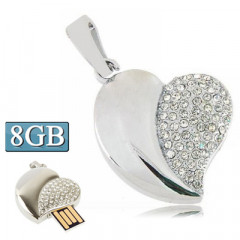 Argent disque en forme de coeur en forme de diamant disque flash USB, spécial pour les cadeaux de la Saint-Valentin (8 Go)