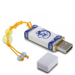 Disque Flash USB 2GB bleu et blanc en porcelaine