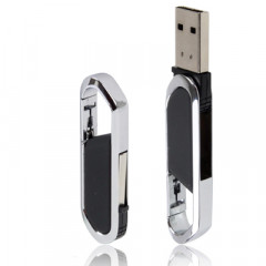 Disque flash USB 2.0 de style Keychains métallique de 16 Go (noir)