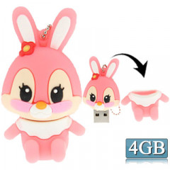 Bande dessinée style lapin Silicone USB 2.0 Flash disque, spécial pour toutes sortes de cadeaux de fête du Festival, rose (4 Go)