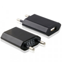 5V / 1A EU Plug USB Charger, pour iPhone, Galaxy, Huawei, Xiaomi, LG, HTC et autres téléphones intelligents, appareils rechargeables (Noir)