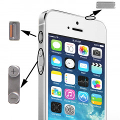 3 en 1 pour iPhone 5S (Original Mute + Original Puissance + Volume Original) Bouton Kit, Matériel En Alliage (Argent)