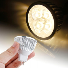 Ampoule de lampe de projecteur de MR16 4W LED, 4 LED, économie d'énergie, lumière blanche chaude, AC / DC 12V