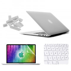 ENKAY pour MacBook Air 13,3 pouces (version US) 4 en 1 Coque de protection en plastique dur givré avec protecteur d'écran et clavier et bouchons anti-poussière (blanc)