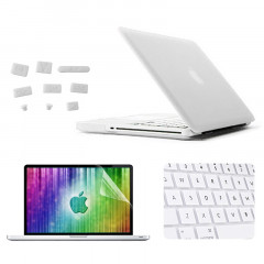 ENKAY pour MacBook Pro 13.3 pouces (US Version) / A1278 4 en 1 Coque de protection en plastique dur givré avec protecteur d'écran et protège-clavier et bouchons anti-poussière (blanc)