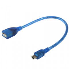 Mini adaptateur USB 5 broches USB vers USB 2.0 OTG, Longueur: 22cm (Bleu)
