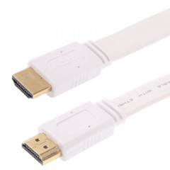 1.4 Version Cable Câble plat HDMI à HDMI 19 broches plaqué or, prise en charge Ethernet, 3D, 1080p, TV HD / vidéo / audio, etc., longueur: 0,5 m (blanc)