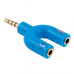3.5mm Stéréo Mâle à 3.5mm Casque & Mic Femelle Splitter Adaptateur (Bleu)