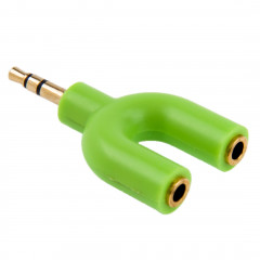 3.5mm Stéréo Mâle à Double 3.5mm Stéréo Femelle Splitter Adaptateur (Vert)