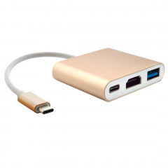 Câble adaptateur USB type C vers HDMI 3 en 1, pour MacBook 12 pouces version 2015, version Google Chromebook Pixel 2015, tablette PC Nokia N1 (Gold)