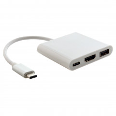 Câble adaptateur USB type C vers HDMI 3 en 1, pour MacBook 12 pouces version 2015, version Google Chromebook Pixel 2015, tablette PC Nokia N1 (argent)