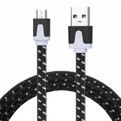 Câble de chargement / données micro USB vers USB tissé de 2 m, Câble de charge/données Micro USB vers USB de style tissé de 2 m (noir)