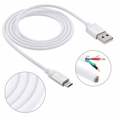 1m Net Style Tête en métal de haute qualité Micro USB vers USB Câble de données / de charge, Câble Micro USB vers USB de 1 m avec tête en métal de haute qualité (blanc)