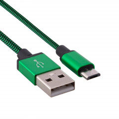 Câble de données / chargeur de type micro USB vers USB 2.0 tissé de 1 m, Pour Samsung, HTC, Sony, Lenovo, Huawei et autres smartphones (vert)
