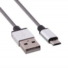 Câble de données / chargeur de type micro USB vers USB 2.0 tissé de 1 m, Pour Samsung, HTC, Sony, Lenovo, Huawei et autres smartphones (argent)