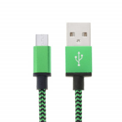 Câble de données / chargeur de type micro USB vers USB 2.0 tissé de 2 m, Câble de données/chargeur micro USB vers USB 2.0 style tissé de 2 m (vert)