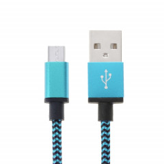 Câble de données / chargeur de type micro USB vers USB 2.0 tissé de 2 m, Câble de données/chargeur micro USB vers USB 2.0 style tissé de 2 m (bleu)