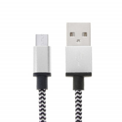 Câble de données / chargeur de type micro USB vers USB 2.0 tissé de 2 m, Câble de données/chargeur micro USB vers USB 2.0 style tissé de 2 m (argent)