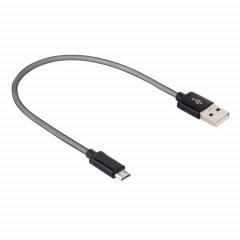 Câble de données / chargeur micro USB vers USB 2.0 à tête métallique de style net de 25 cm, Câble de données/chargeur Micro USB vers USB 2.0 à tête métallique de style filet de 25 cm (noir)