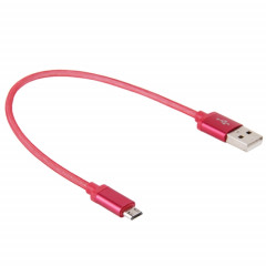Câble de données/chargeur Micro USB vers USB 2.0 à tête métallique de style filet de 25 cm (rouge)