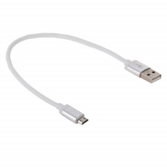 Câble de données/chargeur Micro USB vers USB 2.0 à tête métallique de style filet de 25 cm (blanc)