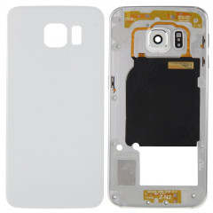 iPartsBuy Couvercle du boîtier complet (face arrière du boîtier de la lentille de la caméra + couvercle arrière de la batterie) pour Samsung Galaxy S6 Edge / G925 (blanc)