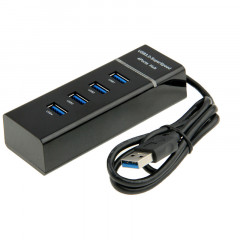4 Ports USB 3.0 HUB, Super Vitesse 5 Gbps, Plug and Play, avec indicateur de puissance LED, BYL-P104 (Noir)