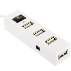 HUB USB 2.0 haute vitesse 4 ports avec commutateur, plug and play (blanc)