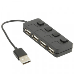 4 Ports USB 2.0 HUB avec 4 Commutateurs (Noir)