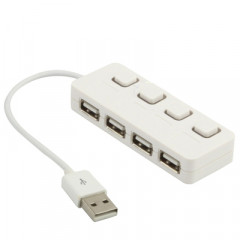 4 ports USB 2.0 HUB avec 4 commutateurs (blanc)