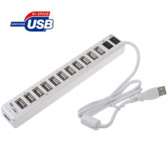 HUB USB 2.0 12 ports, convient pour ordinateur portable / netbook (blanc)