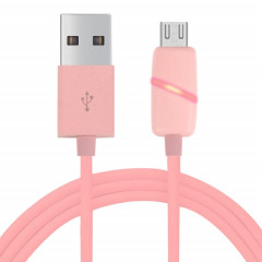 Câble de synchronisation de données Micro USB vers USB 2.0 de style boîte-cadeau de bobine circulaire 1M avec voyant LED, Pour Samsung, HTC, Sony, Huawei, Xiaomi (rose)
