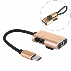 J-053 3A USB-C / Type-C vers USB-C / Type-C Câble adaptateur audio de charge jack 3,5 mm (or)