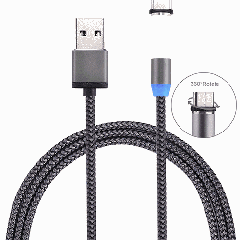 Rotation à 360 degrés 1m Style d'armure USB-C / Type-C vers USB 2.0 Câble de chargeur magnétique puissant avec indicateur LED, Rotation à 360 degrés 1 m Style de tissage USB-C/Type-C vers USB 2.0 Câble de chargeur