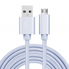 3A Tête métallique en métal Micro USB sur le câble de données / chargeur USB, longueur de câble: 3m (argent)