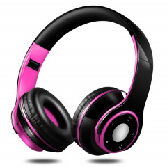 SG-8 Bluetooth 4.0 + EDR Casque sans fil sur l'oreille TF Radio FM stéréo avec micro casque musique (Red Rose)