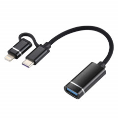 USB 3.0 femelle à 8 broches + USB-C / TYPE-C Chargement mâle + Transmission OTG Nylon TRAIDÉ Câble de tressé, Durée du câble: 11cm (noir)