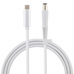 Câble de charge USB-C / Type-C vers 7,4 x 0,6 mm pour ordinateur portable HP, longueur du câble: environ 1,5 m (blanc)