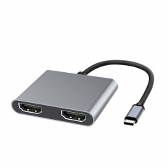 2 en 1 Multifonction USB-C / TYPE-C à double station d'accueil HDMI HUB (gris)