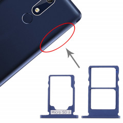 Plateau pour carte SIM + Plateau pour carte SIM + Plateau pour carte Micro SD pour Nokia 5.1 TA-1075 (Bleu)